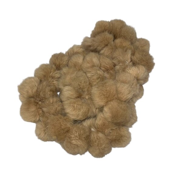 Rabbit Fur camel khaki tan balls scarf - Picture 3 of 4